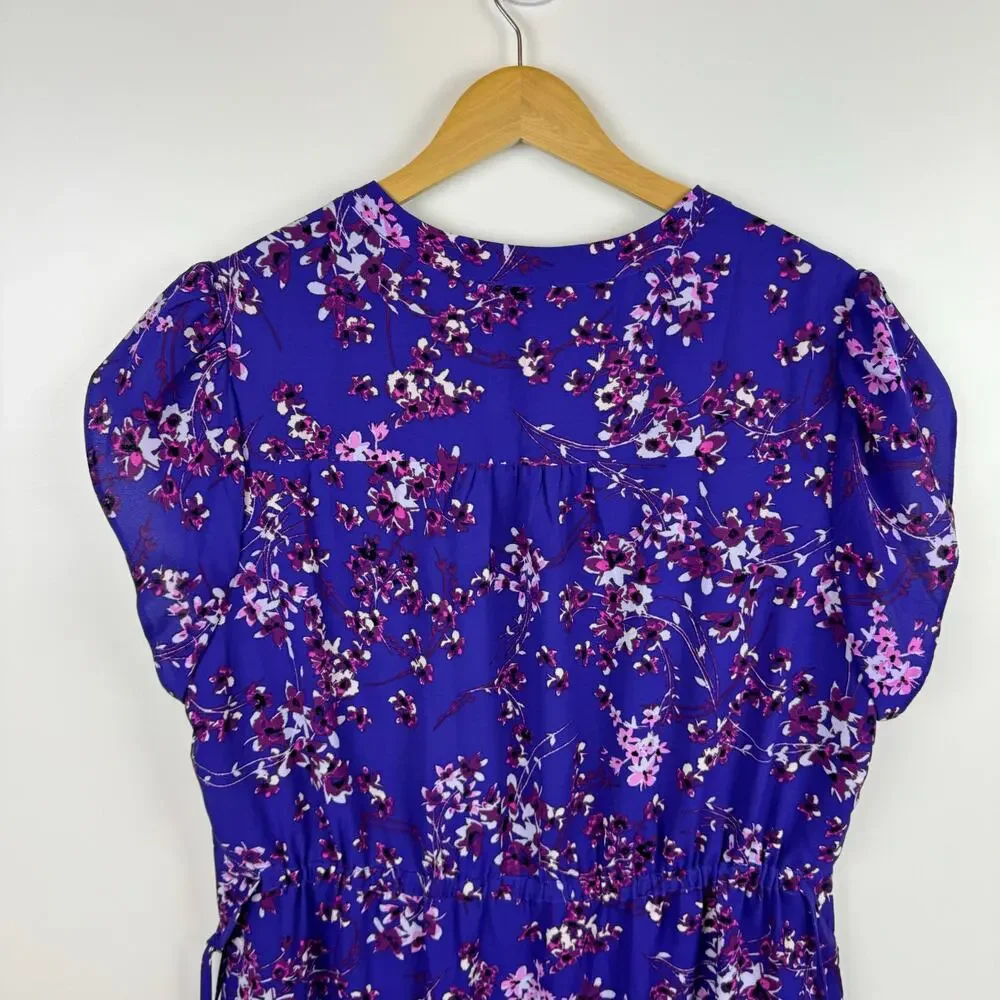 41 Hawthorn Womens Floral Cinched Waist Mini Dress in Purple Sz 1X | Feminine - Picture 8 of 15